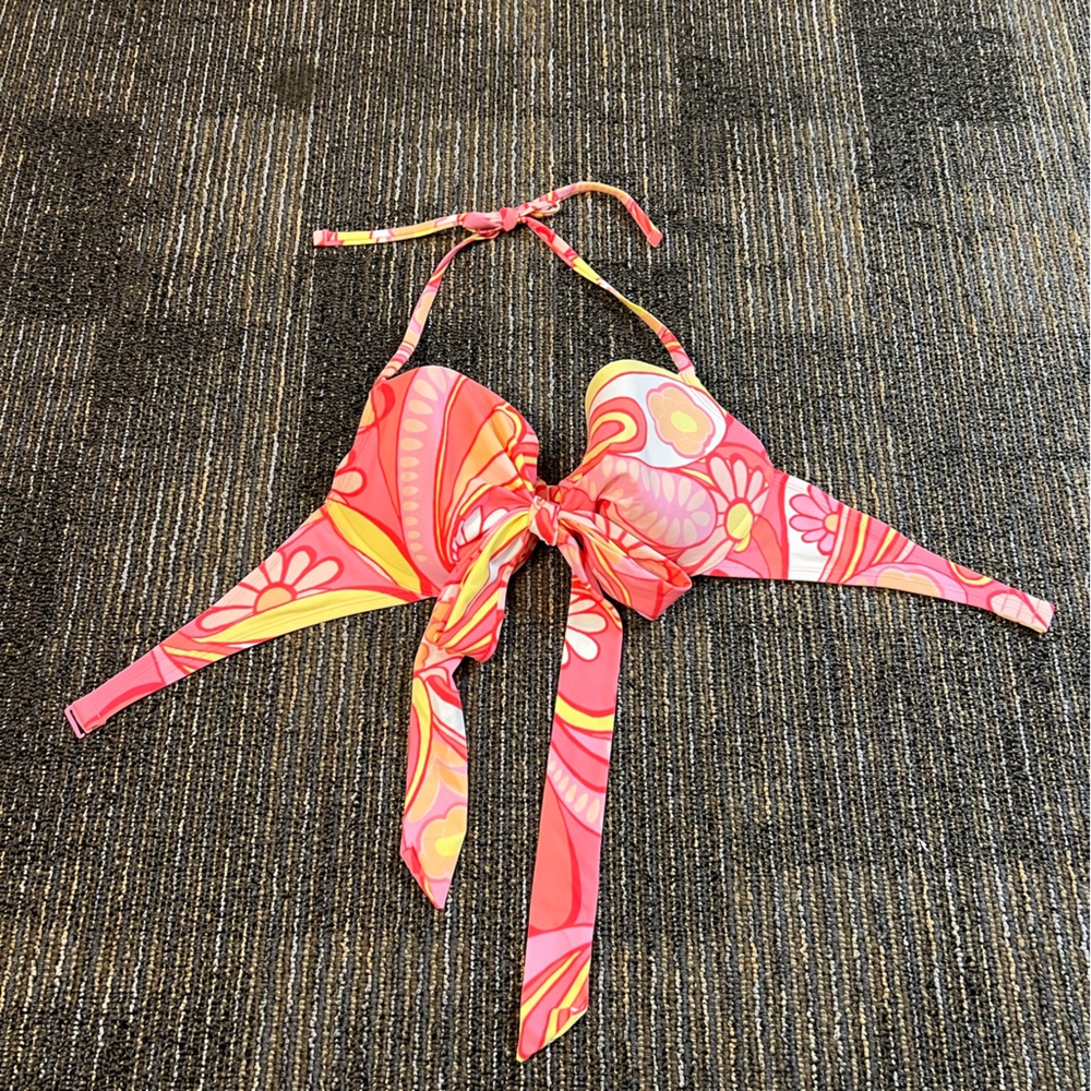 Vibrant Pink and Orange aerie Halter Bikini Top